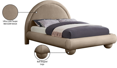 Iris Taupe Velvet Upholstered Full Bed, 1 Piece