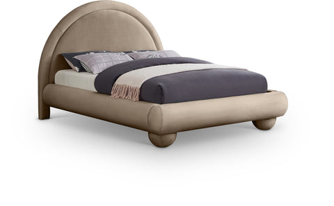 Iris Taupe Velvet Upholstered Full Bed, 1 Piece