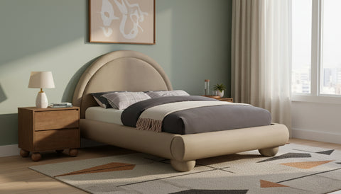 Iris Taupe Velvet Upholstered Full Bed, 1 Piece