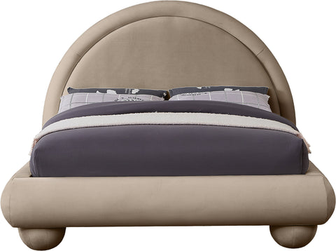 Iris Taupe Velvet Upholstered Full Bed, 1 Piece