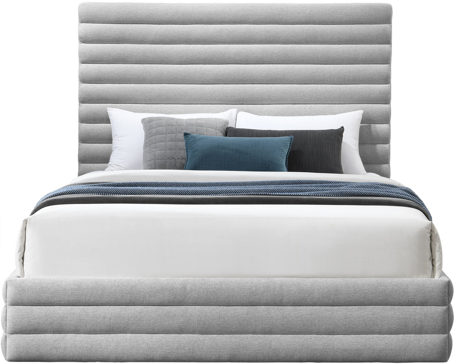 aimee grey linen textured fabric full bed (3 boxes)