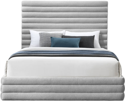 Aimee Grey Linen Textured Fabric Full Bed (3 Boxes)