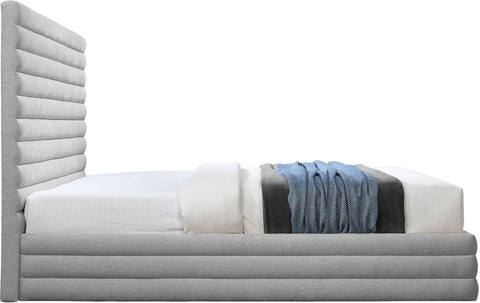 Aimee Grey Linen Textured Fabric Full Bed (3 Boxes)