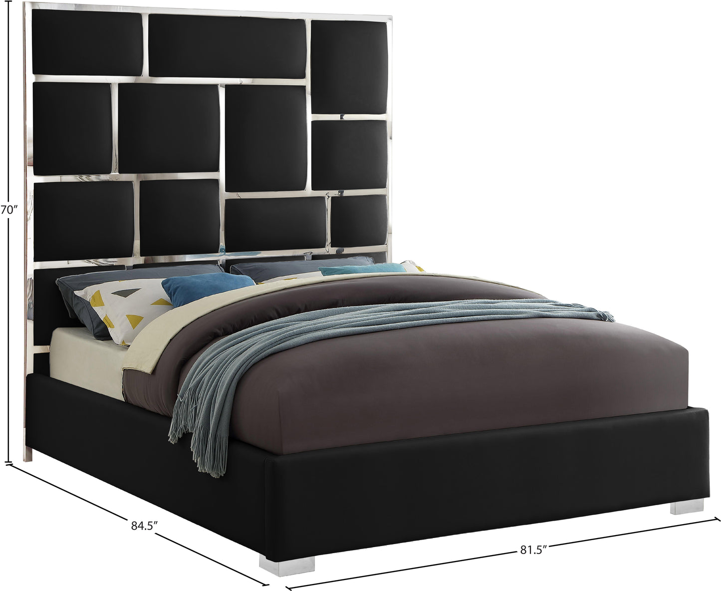 venti black faux leather king bed k