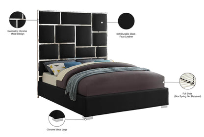 Venti Black Faux Leather Queen Bed Q