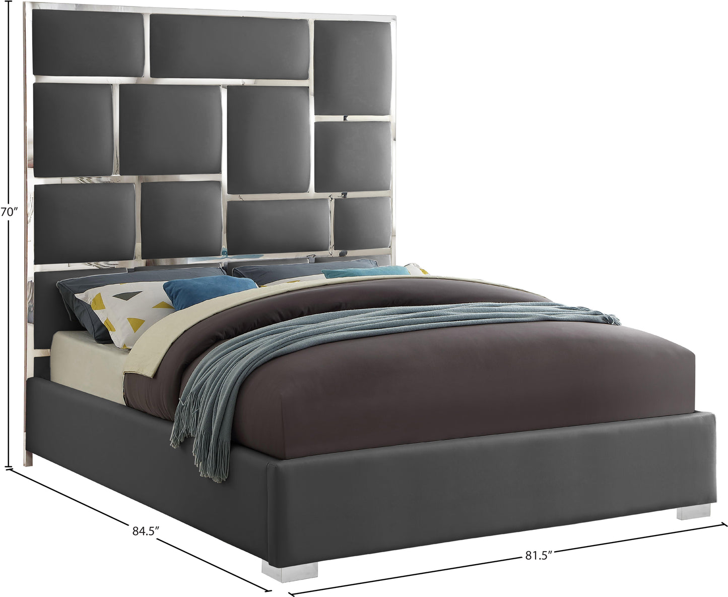 venti grey faux leather king bed k