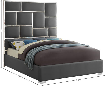 Venti Grey Faux Leather King Bed K