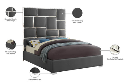 Venti Grey Faux Leather King Bed K