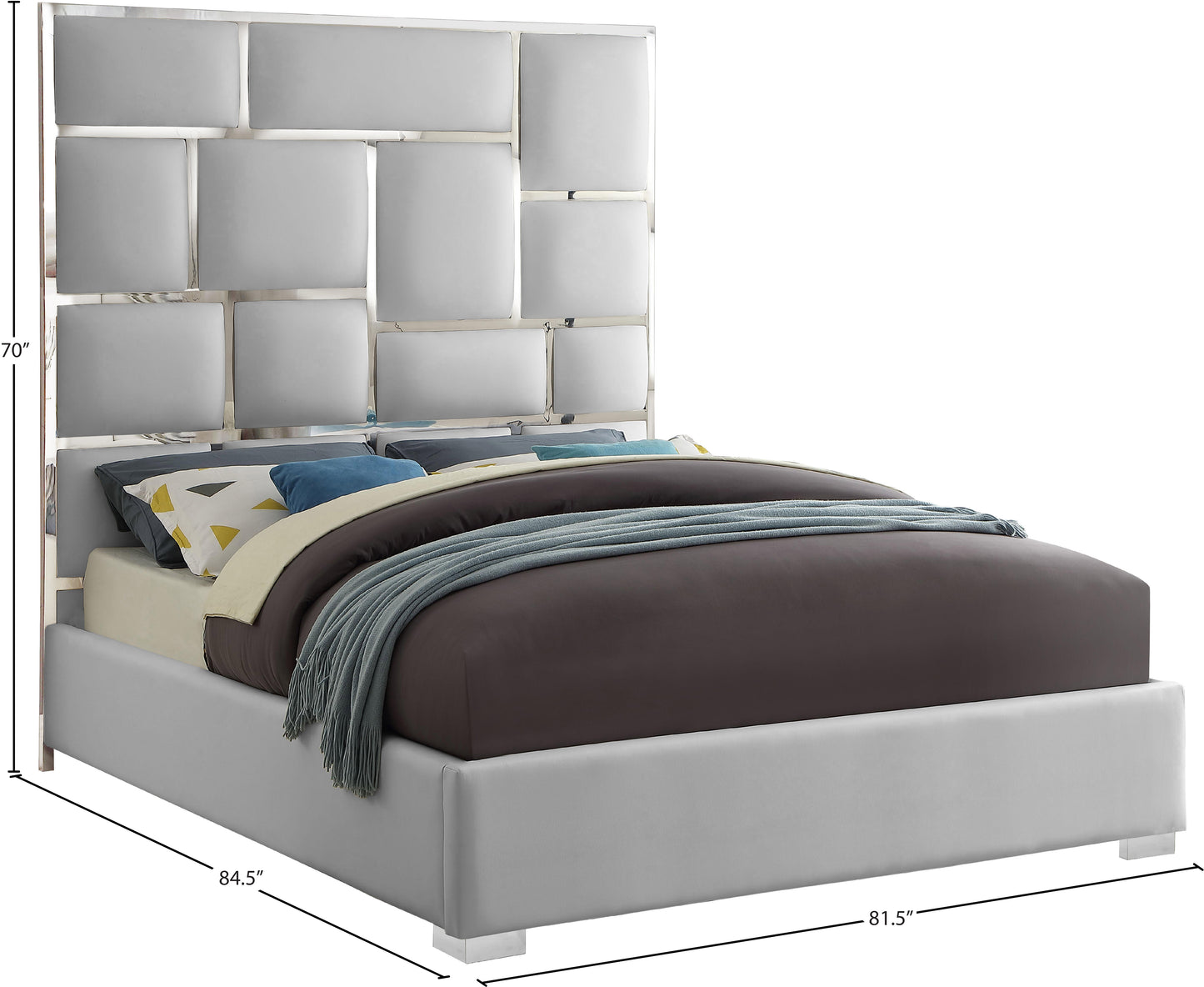 venti white faux leather king bed k