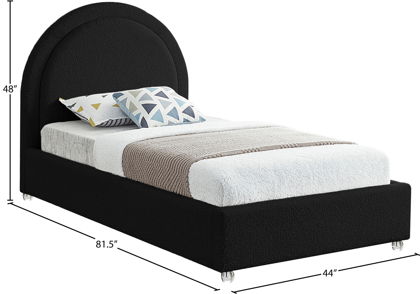 emory black fabric twin bed t