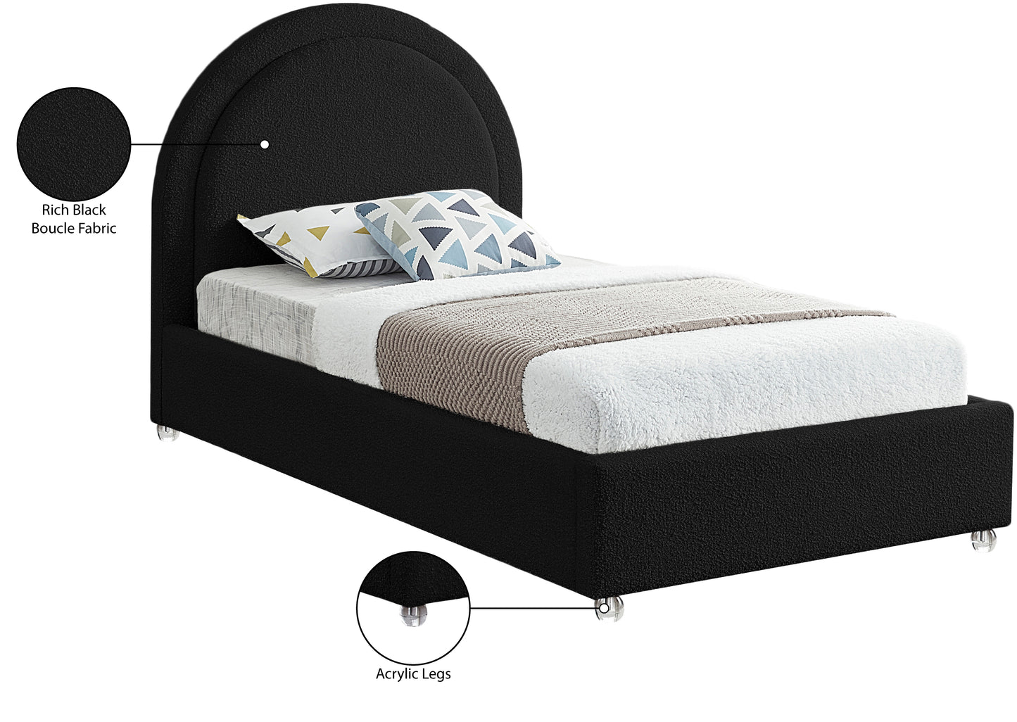 emory black fabric twin bed t