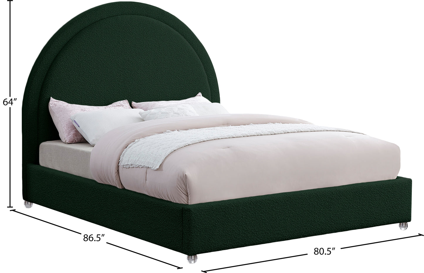 emory green fabric king bed k