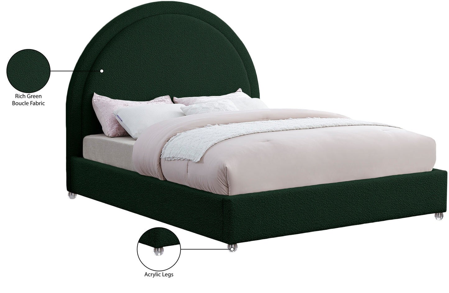 emory green fabric king bed k