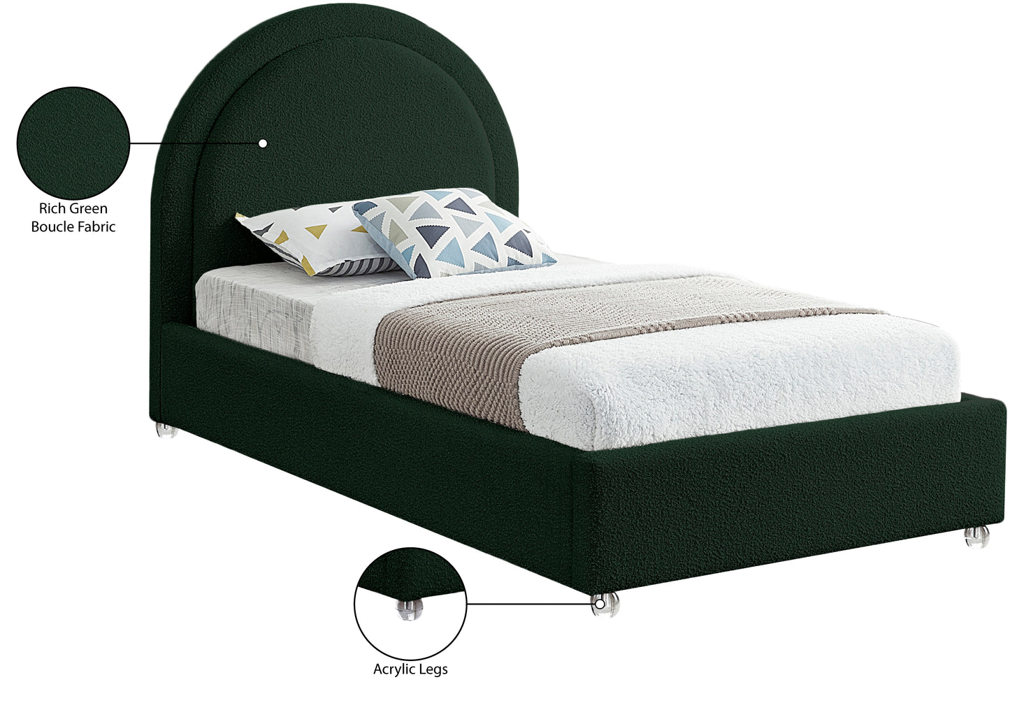 emory green fabric twin bed t