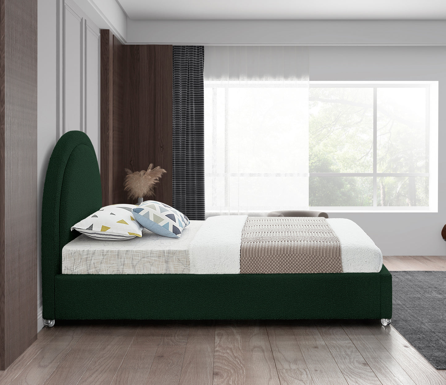 emory green fabric twin bed t