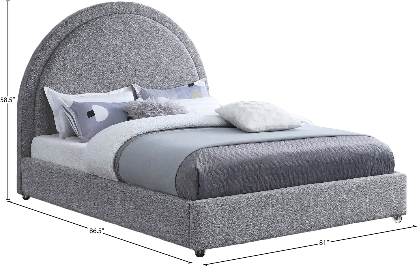 emory grey fabric king bed k