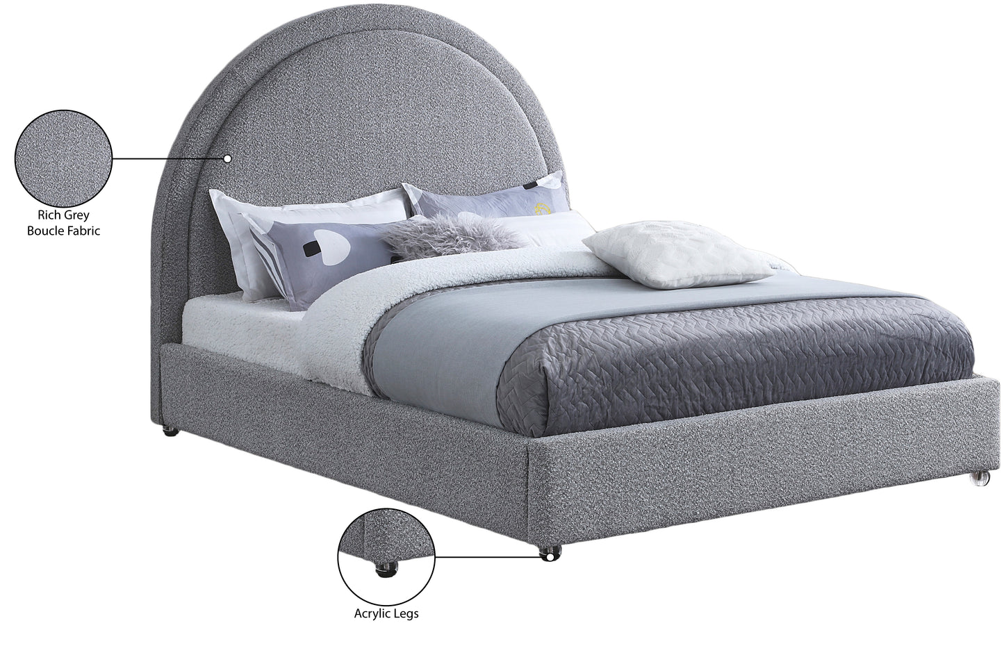 emory grey fabric king bed k