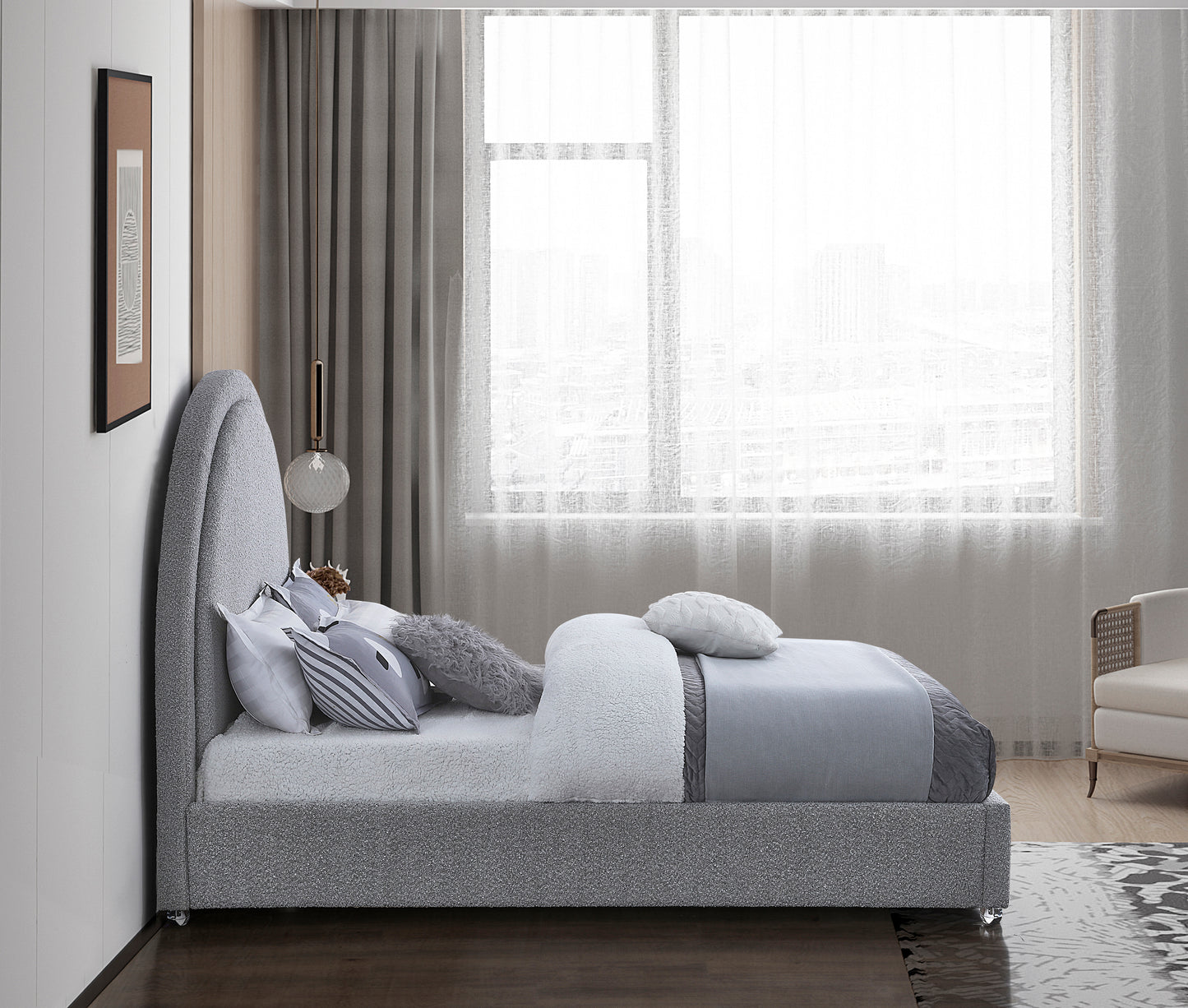 emory grey fabric king bed k