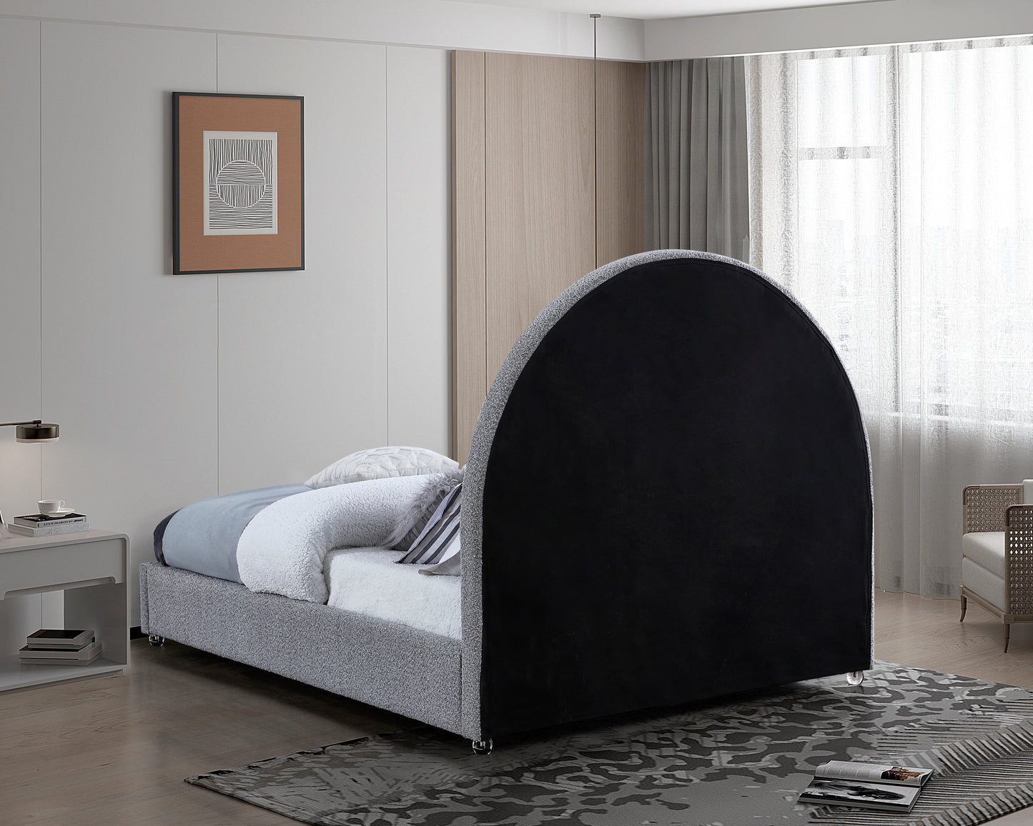 emory grey fabric king bed k