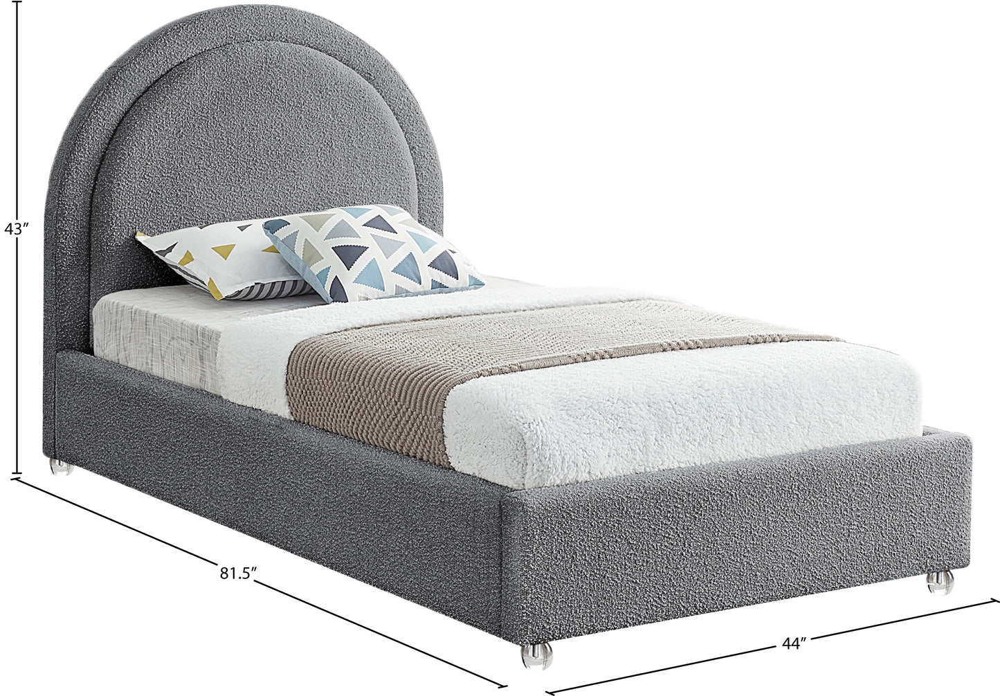 emory grey fabric twin bed t