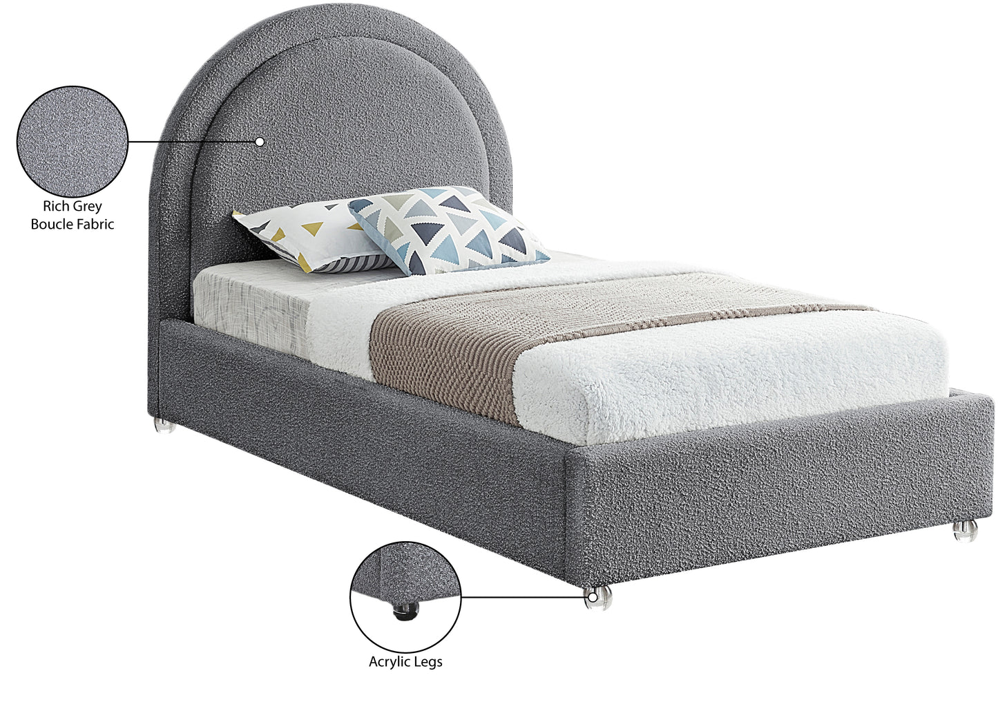 emory grey fabric twin bed t