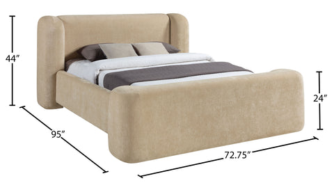 Farrah Beige Chenille Fabric Upholstered Full Bed, 1 Piece