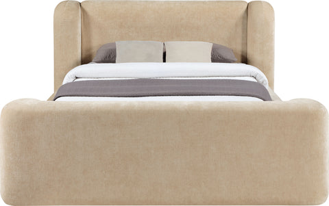 Farrah Beige Chenille Fabric Upholstered Full Bed, 1 Piece