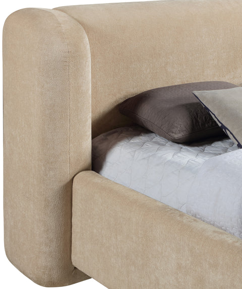 Farrah Beige Chenille Fabric Upholstered Full Bed, 1 Piece