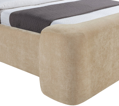 Farrah Beige Chenille Fabric Upholstered King Bed, 1 Piece
