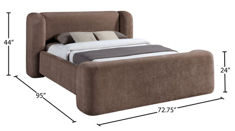 Farrah Brown Chenille Fabric Upholstered Full Bed, 1 Piece