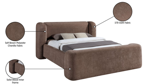 Farrah Brown Chenille Fabric Upholstered Full Bed, 1 Piece