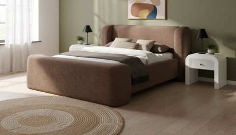 Farrah Brown Chenille Fabric Upholstered Full Bed, 1 Piece
