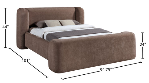 Farrah Brown Chenille Fabric Upholstered King Bed, 1 Piece