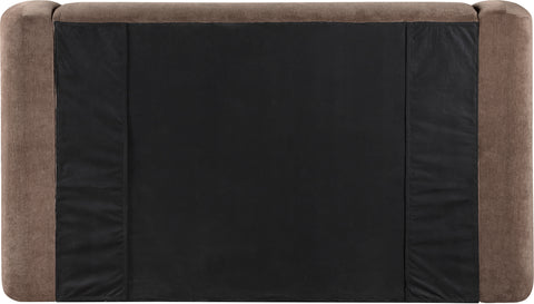Farrah Brown Chenille Fabric Upholstered King Bed, 1 Piece