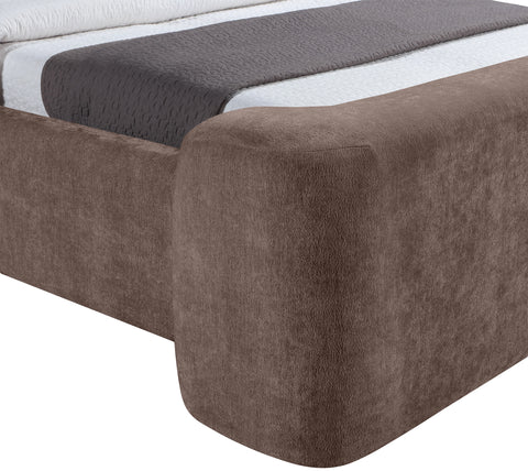 Farrah Brown Chenille Fabric Upholstered King Bed, 1 Piece