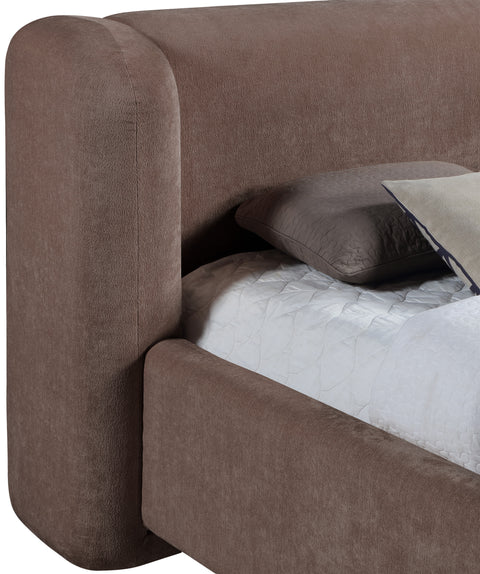 Farrah Brown Chenille Fabric Upholstered King Bed, 1 Piece