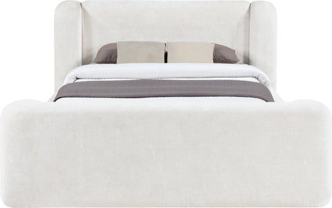 Farrah Cream Chenille Fabric Upholstered King Bed, 1 Piece