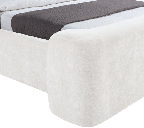 Farrah Cream Chenille Fabric Upholstered Queen Bed, 1 Piece