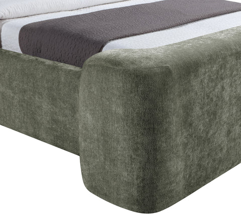 Farrah Green Chenille Fabric Upholstered Full Bed, 1 Piece