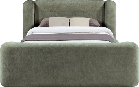 Farrah Green Chenille Fabric Upholstered King Bed, 1 Piece
