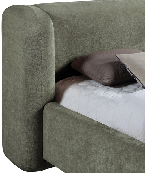 Farrah Green Chenille Fabric Upholstered King Bed, 1 Piece