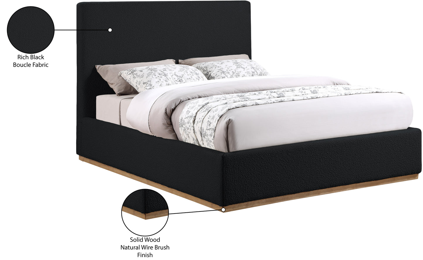 stella black boucle fabric full bed f