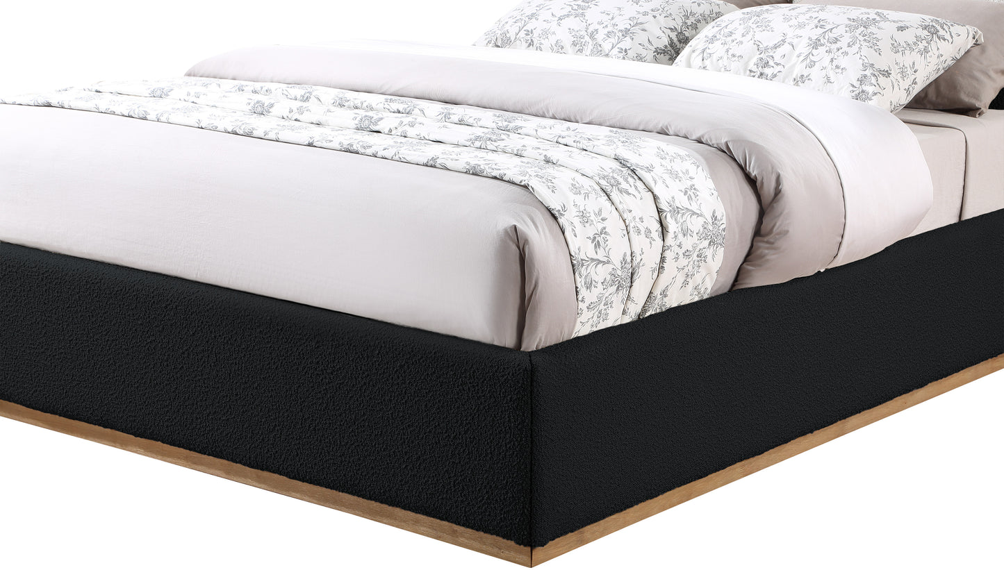 stella black boucle fabric king bed k