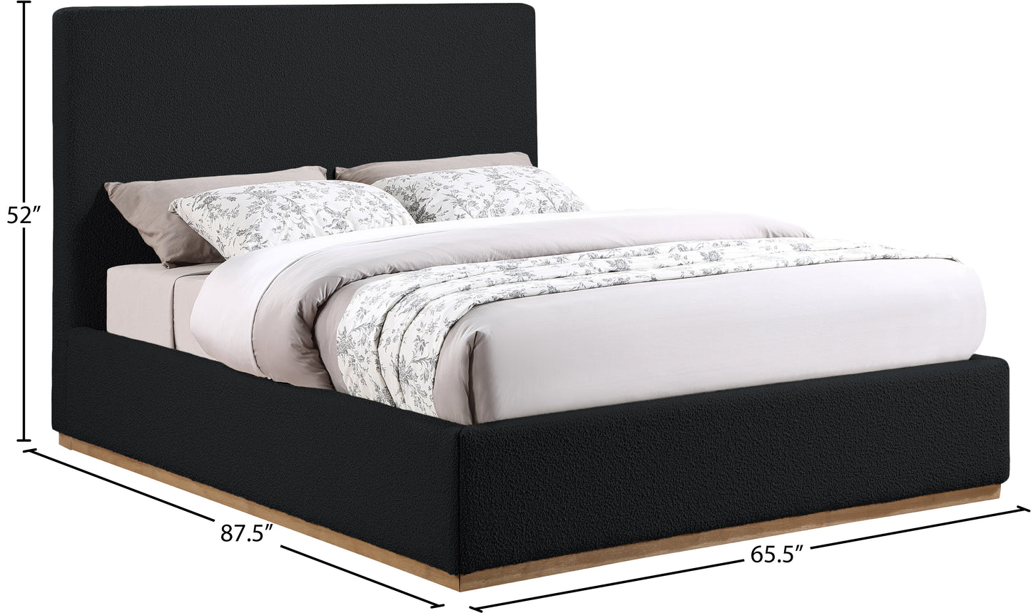 stella black boucle fabric queen bed q