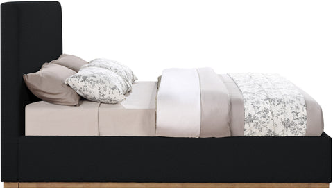 Stella Black Boucle Fabric Queen Bed Q
