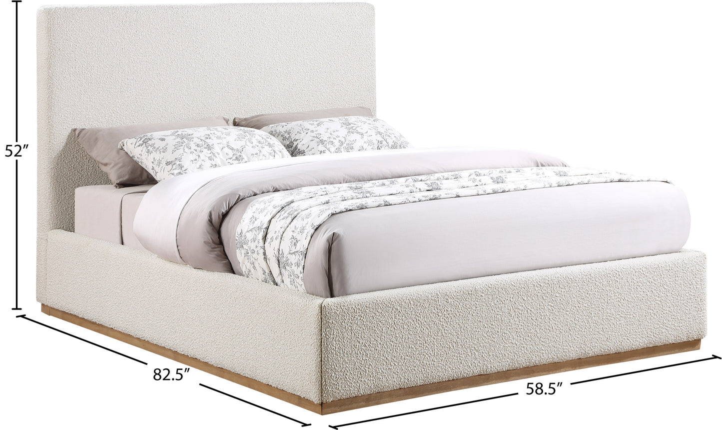 stella cream boucle fabric full bed f