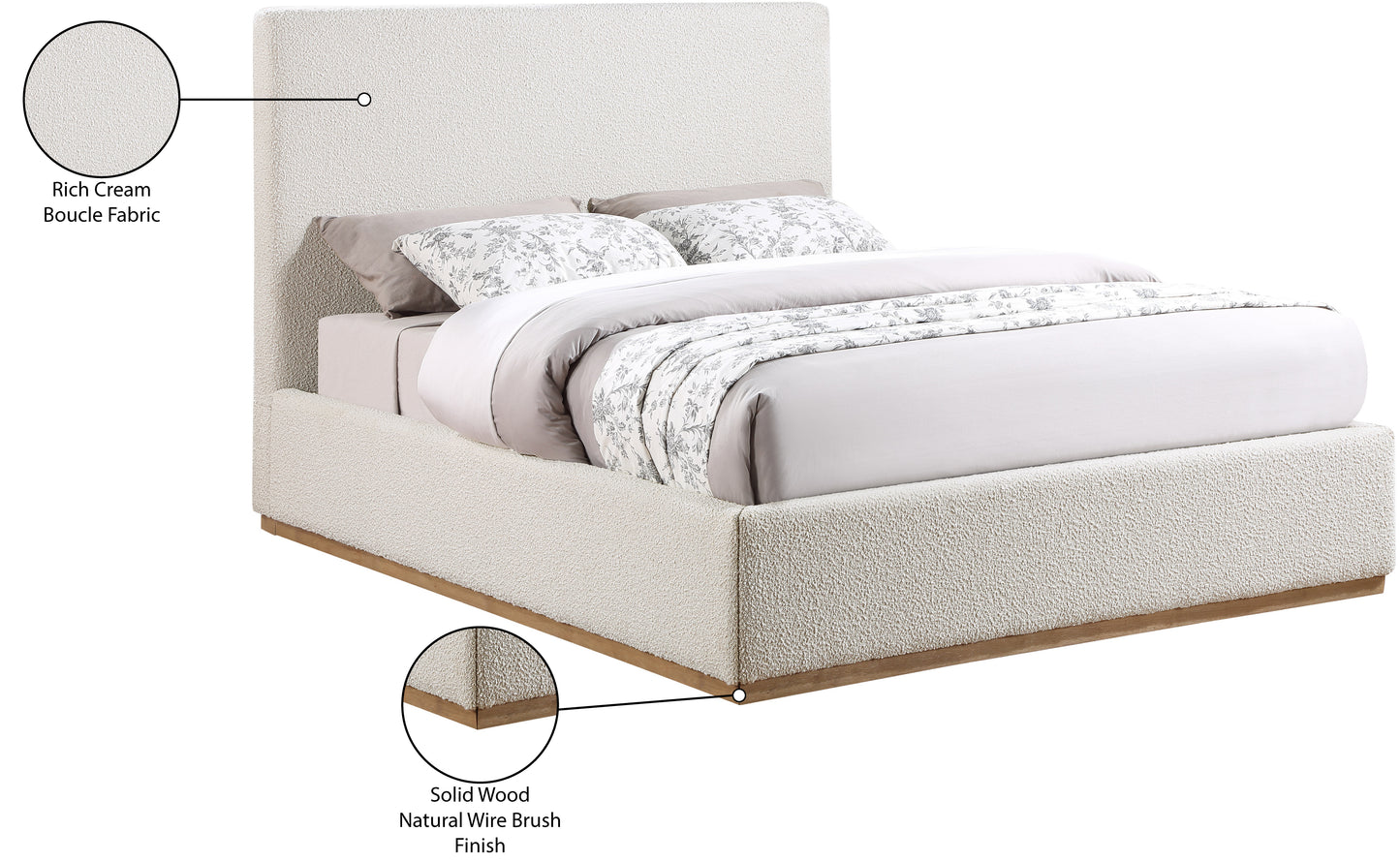 stella cream boucle fabric full bed f