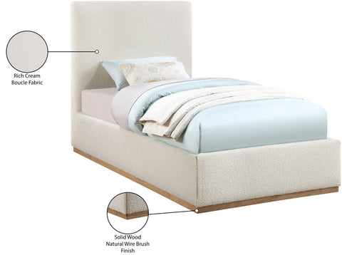 Stella Cream Boucle Fabric Twin Bed T