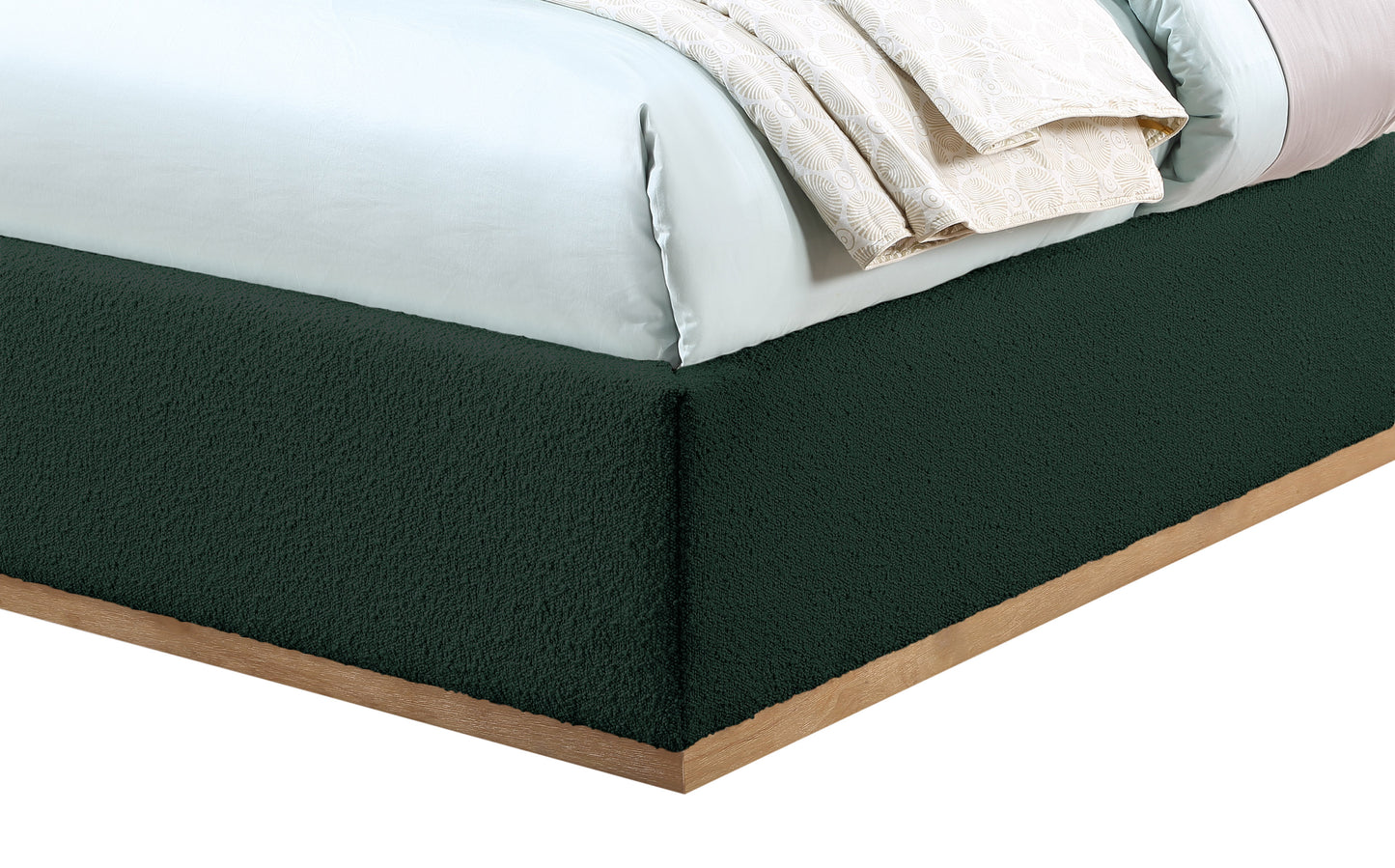 stella green boucle fabric twin bed t