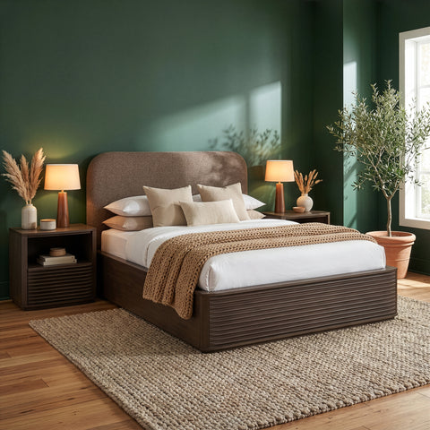 Jessa Brown Interwoven Fabric Upholstered Queen Bed, 1 Piece